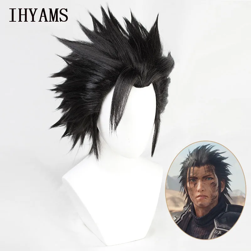 Жаропрочный парик для косплея из коротких черных волос с бесплатной