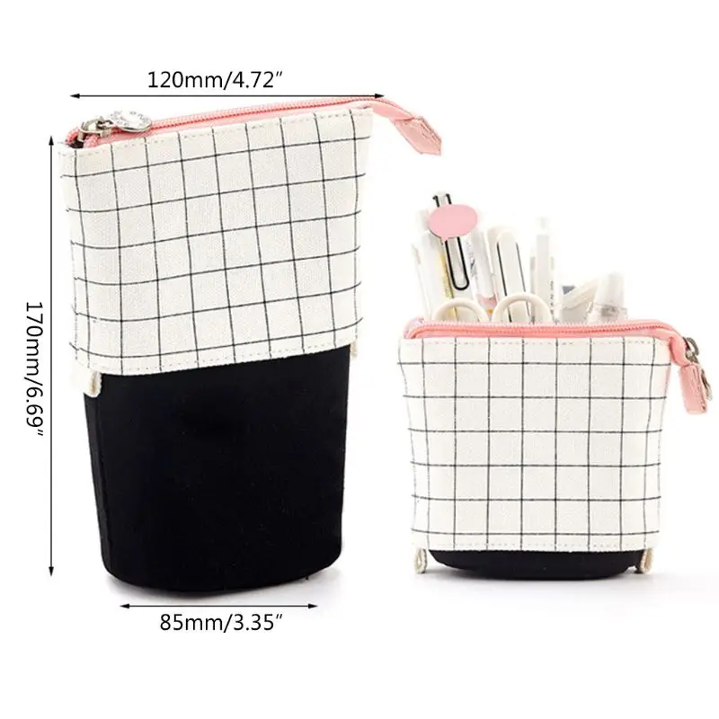 Large Capacity Adjustable Stand Up Lattice Pencil Holder School Pen Case Supplies Bag Pencils Pouch Stationery | Канцтовары для
