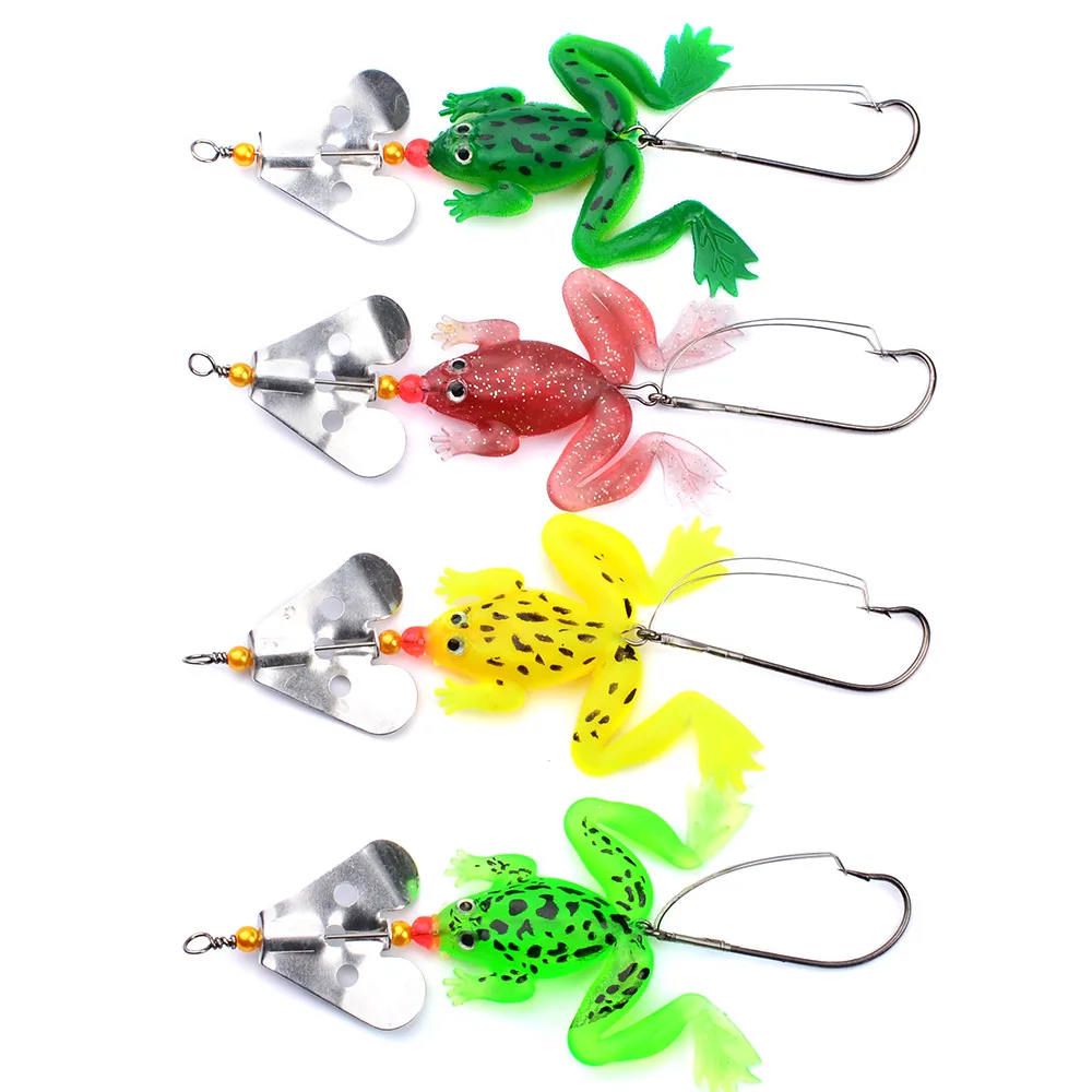 

1pc 9cm/6g Soft Fishing Lures Artificial Frog 4 Colors Frog Lure with Hook Soft Bait Fishing Bait Saltwater Freshwater Tackle