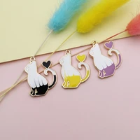 10pcs enamels love cat charms diy handmade hair necklace earring kawaii animals pendants jewelry material accessories fx463