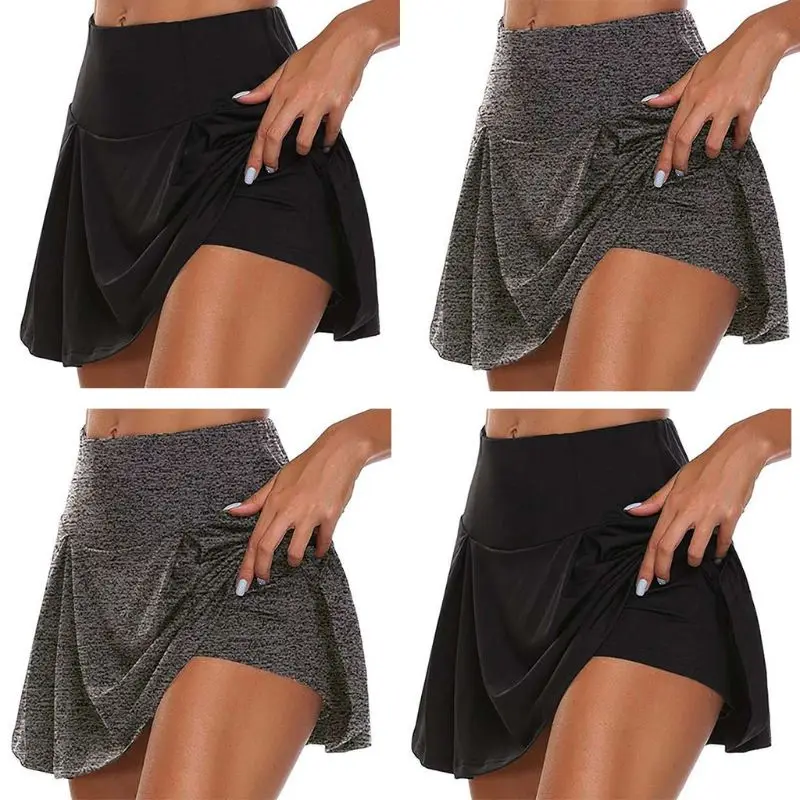 Женские спортивные теннисные Гольф штаны юбка 2 в 1 эластичный Запуск леггинсы