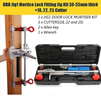 new 18x22x25cm 8 pcs mortice door fitting jig lock mortiser key jig1 with 3 cutters case tool maintenance set