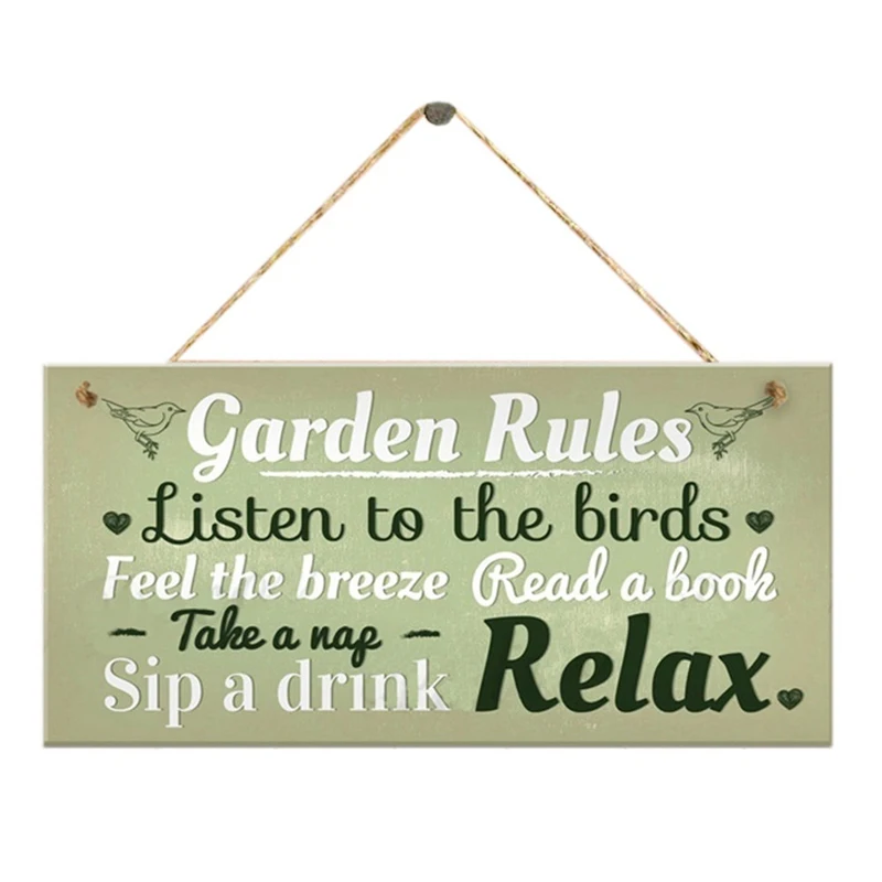 

Garden Rules Novelty Hanging Plaque Summer House Sign Garden Shed Friendship Gift Wooden Sign Home Decor 10*20cm