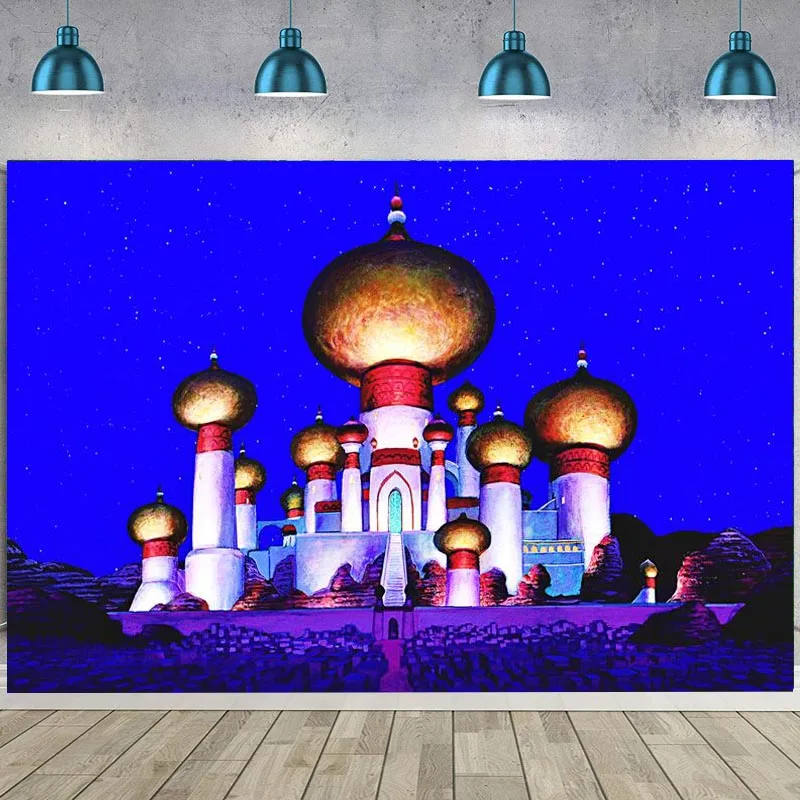 

Arabian Palace Castle Desert Entrance Backdrops Fairytale Aladdin Children Birthday Party Vinyl Photo Background Photobooth Prop
