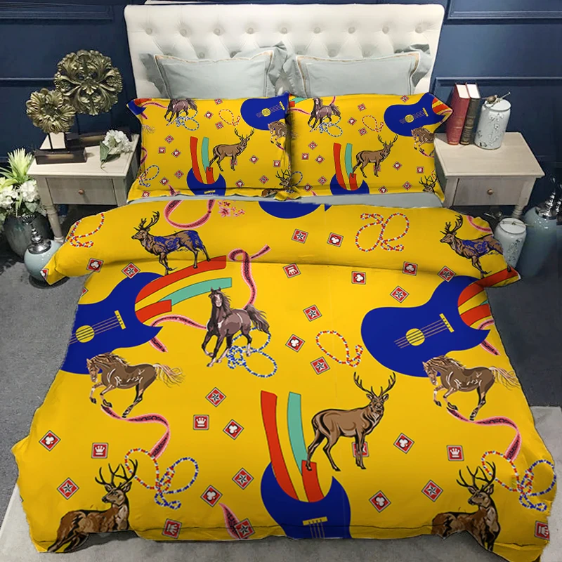 

3D Bed Cover White Twin Queen King Duvet Cover Set Black Horse Twin Full Nordic Bedding Set For Adult Child Kids Home Bedclothes