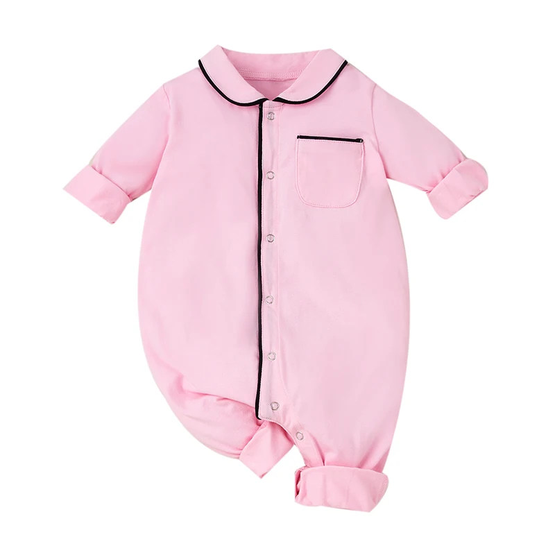 Одежда для маленьких девочек комбинезон с длинным рукавом милый розовый цельный