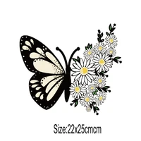 25x22cm fashion butterfly flower iron on patches for diy heat transfer clothes t shirt thermal stickers decoration printing