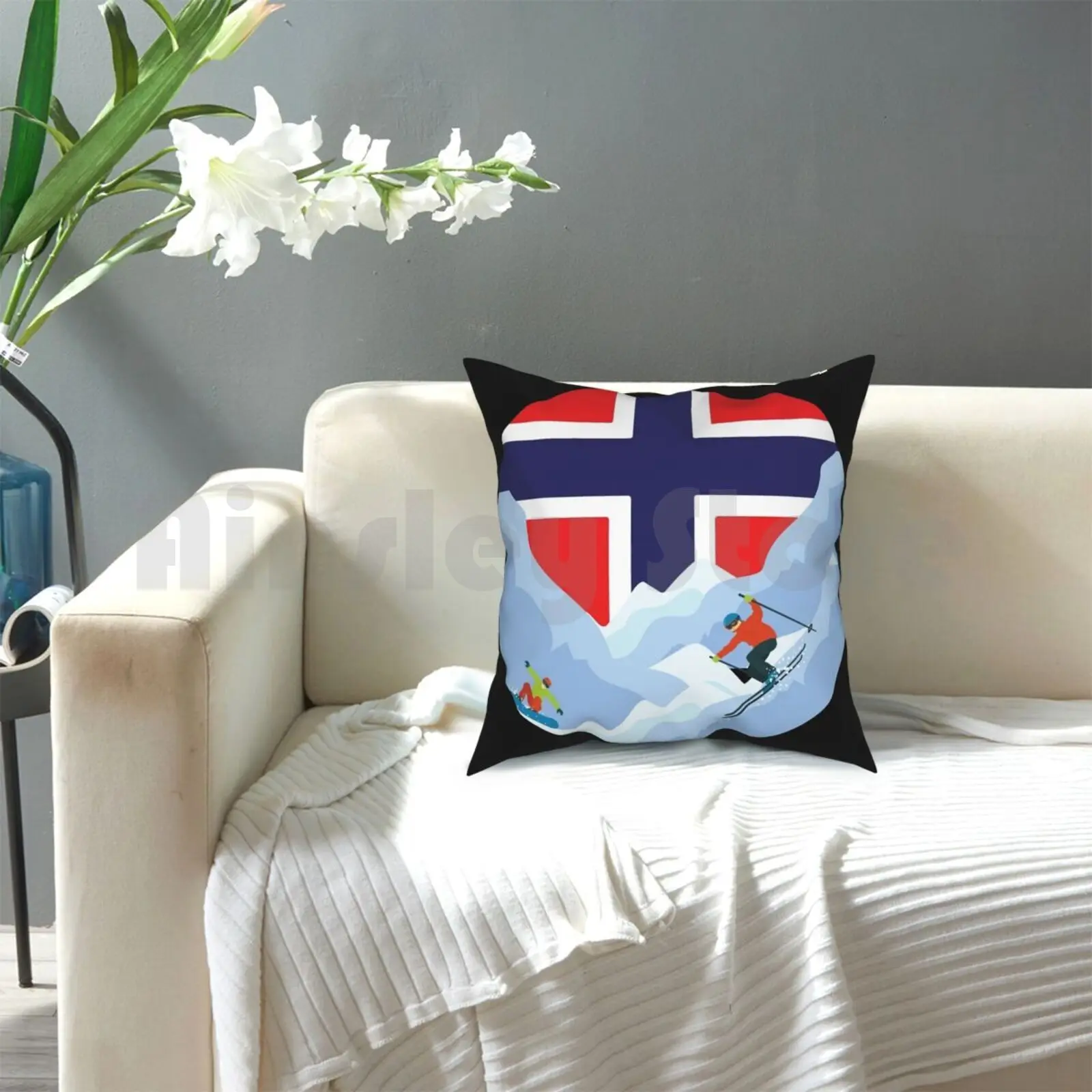 Зимними видами спорта в Норвегия Подушка Чехол с принтом домашняя мягкая подушка