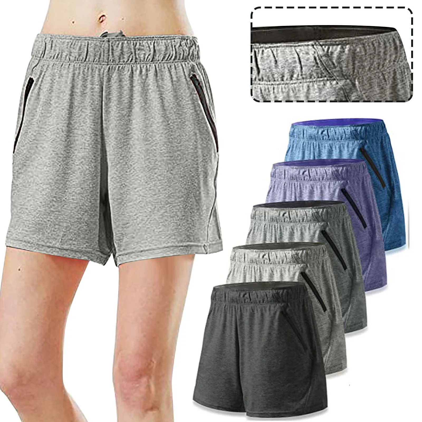 

5PCS Fashion Women Sport Yoga Pants Solid Color Mid Cotton High Waist Active Solid Loose Shorts оѬ с всокой алией E1