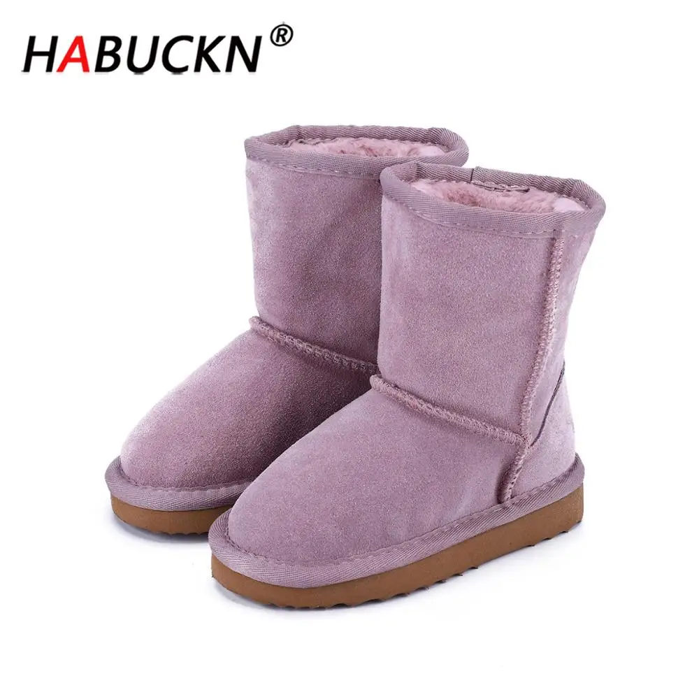 

HABUCKN 2020 новые модные высококачественные детские кожаные короткие замшевые детские зимние сапоги до лодыжки теплые зимние сапоги для мальчи...