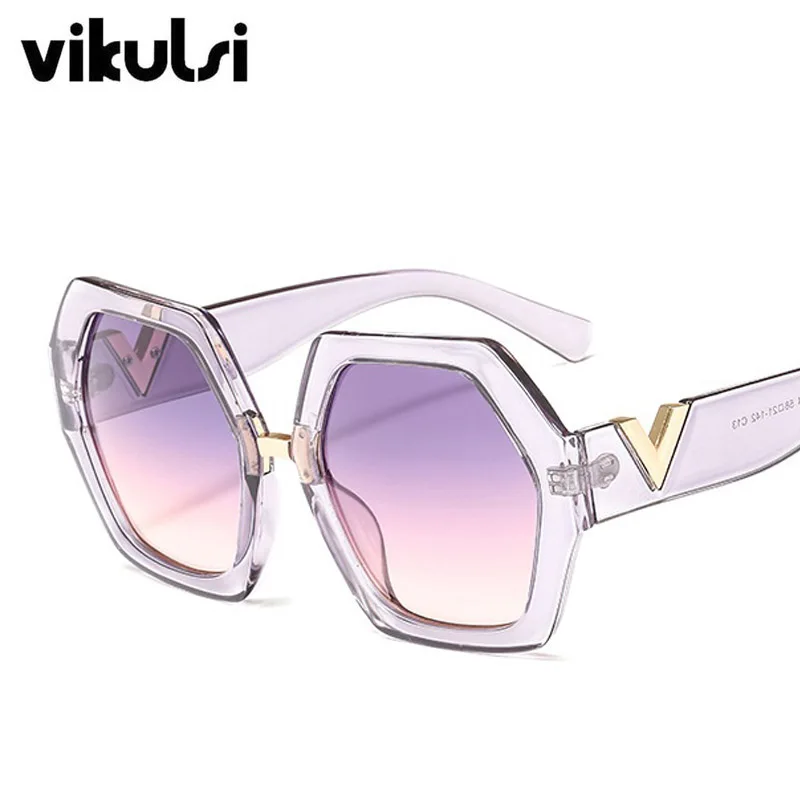 Новое Трендовое многоугольное солнцезащитное стекло es для дам большая оправа