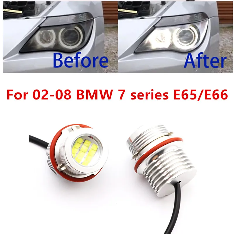 

No Error High Power White Ultra Bright 12 LED 120W 3-year Warraty IP65 for 02-08 BMW 7 series E65/E66 LED angel eyes light
