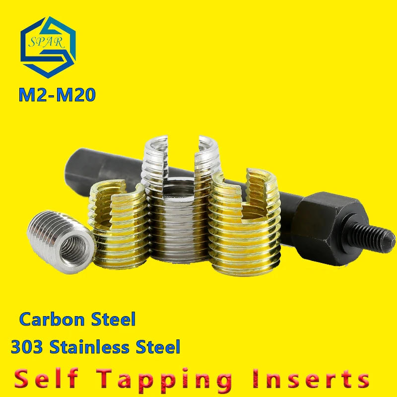 

Threaded Metal Thread Repair Insert Self Tapping Inserts Slotted Screw Threaded Slotted Thread Insert Nut Repair