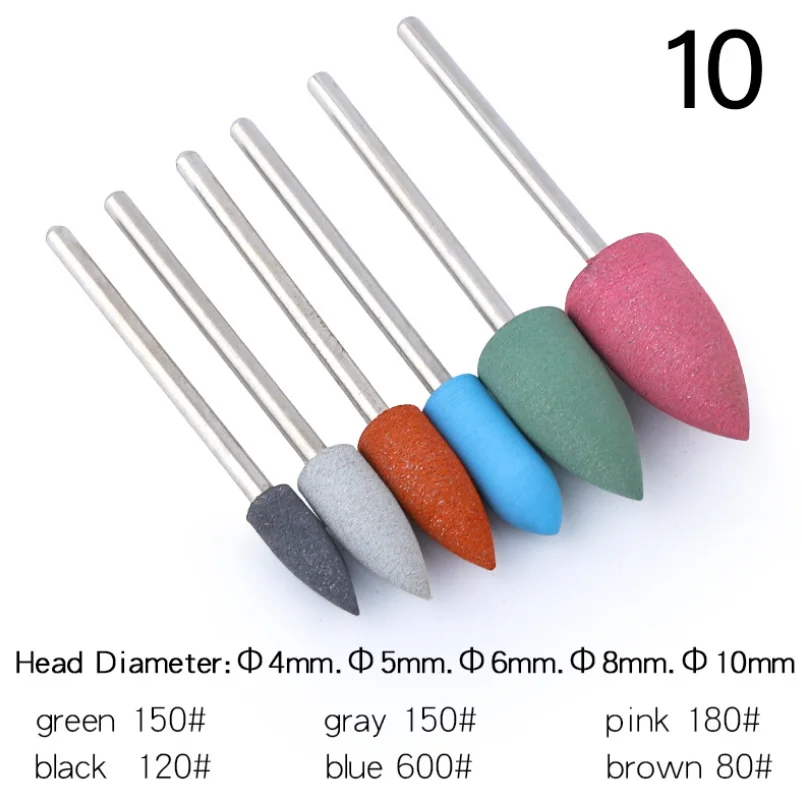 

Nail Art Silicone Polishing Head Set 2.35mm Low Speed Diamond Nail Polishing Nail Art Motor Tool Polishing Head