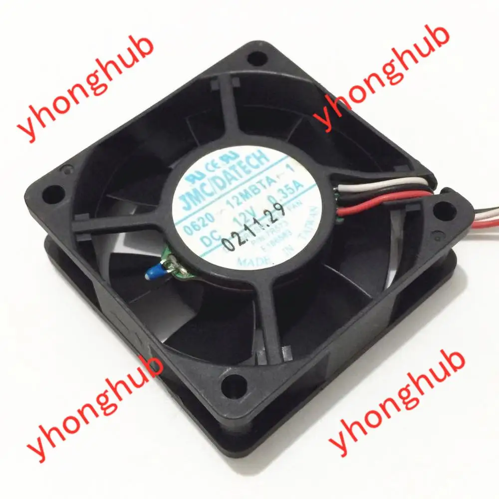JMC / DaTech 0620-12MBTA-1 DC 12В 0.35A 60x60x20 мм 3-проводной серверный квадратный вентилятор