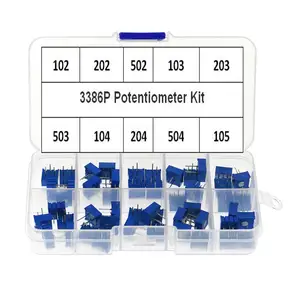 50 шт.лот 3386P 1K-1M Ohm 10 значений * 5 шт. 3386 102-105 Multiturn Обрезной потенциометр комплект
