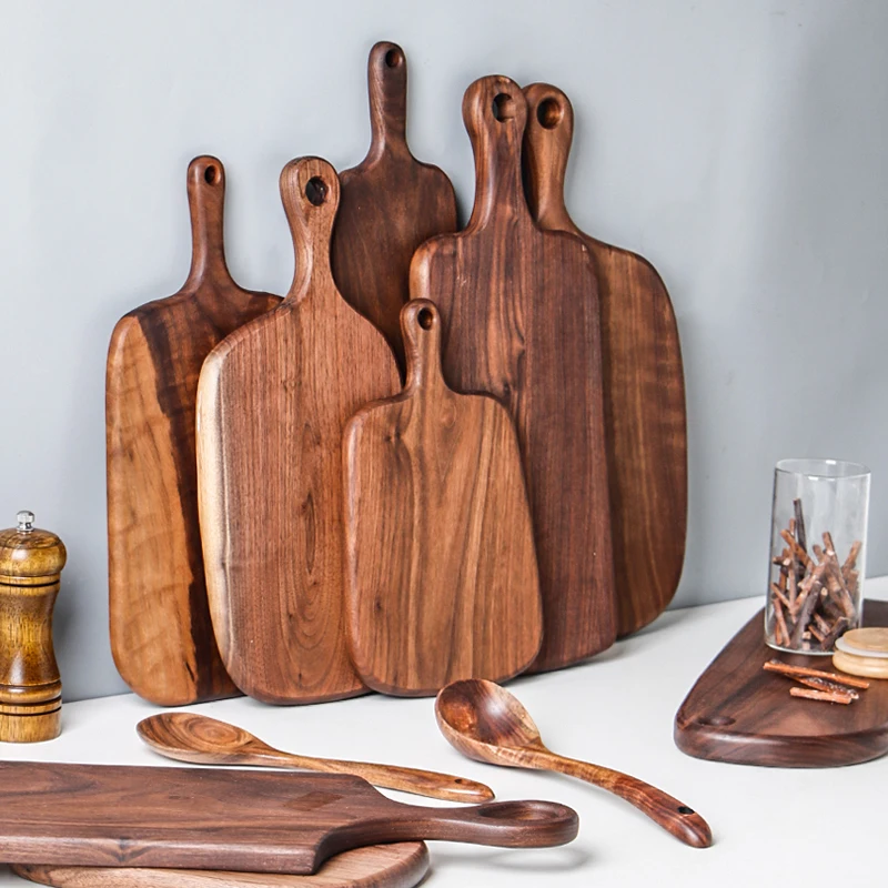 Деревянная доска поднос для стейка разделки из черного ореха стильная тарелка