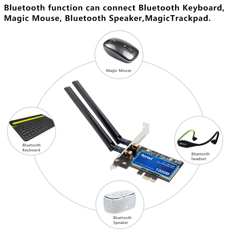 

1200Mbps For Broadcom BCM94360CS2 Dual band Desktop Wifi Bluetooth4.0 802.11ac 2.4G/5GHz Airdrop PCIE Wireless Adapter Wifi Card