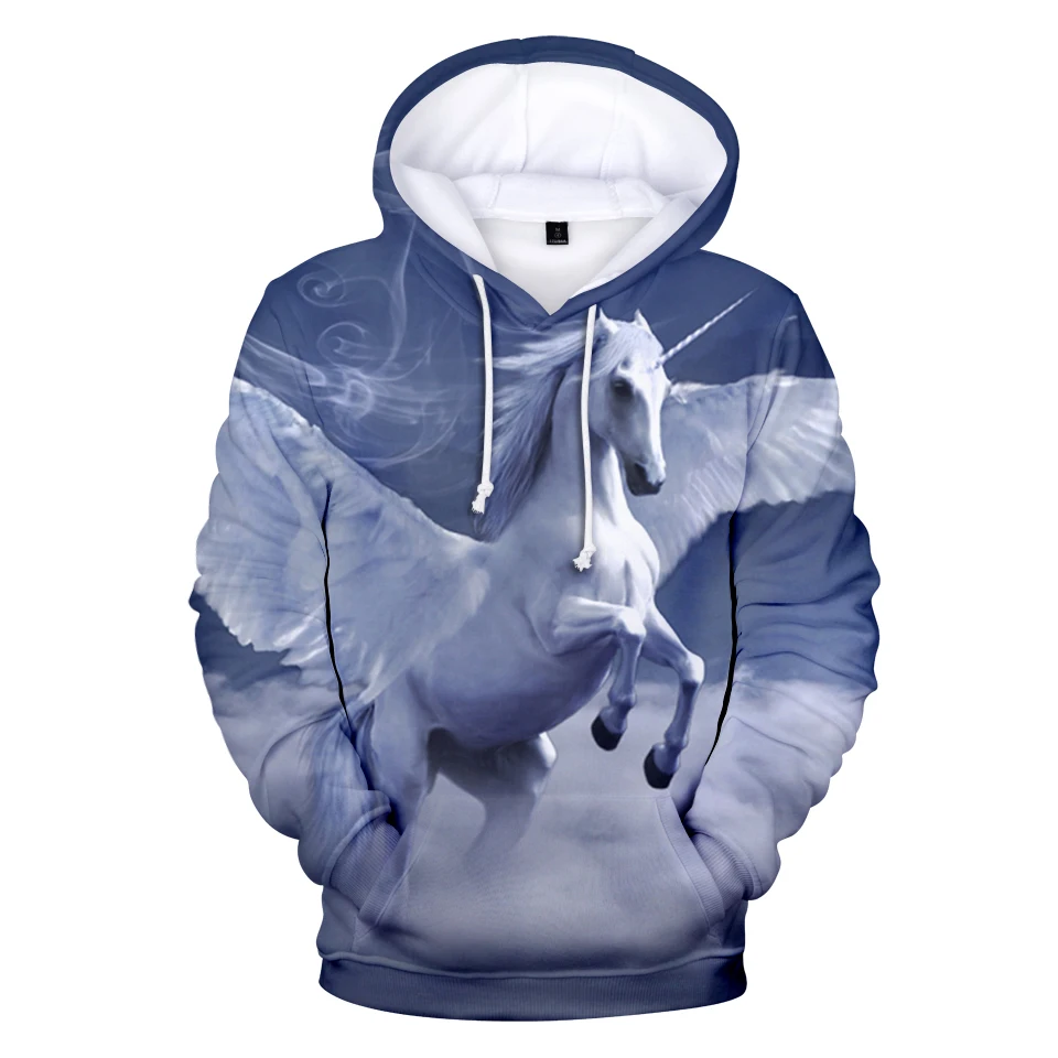 

2020 Hot New Unicorn 3D print Men Hoodie Fashion Autumn Sweatshirts Women Hoodies Simple Cotton Boy/Girl Leisure Loose clothes
