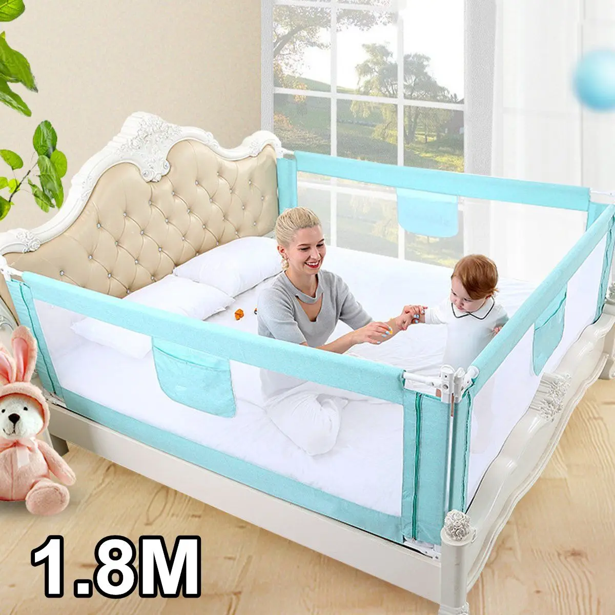 

Adjustable Baby Bed Fence Kid Playpen Safety Gate Child Care Barrier for Bed Crib Rails Security Fencing Children Guardrail 1.8M