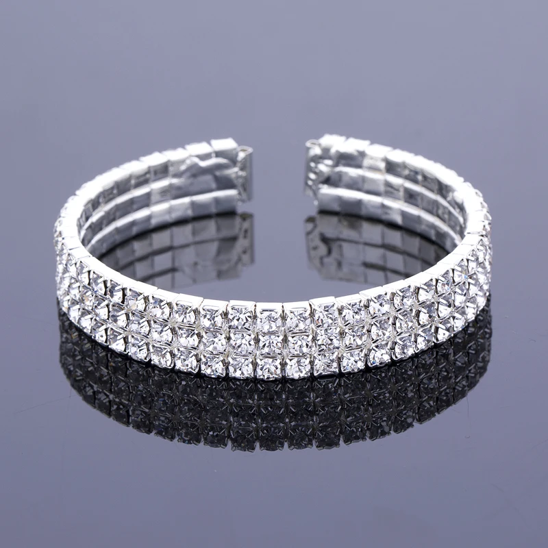 Женский модный браслет стразы с кристаллами Открытый боковым отверстием