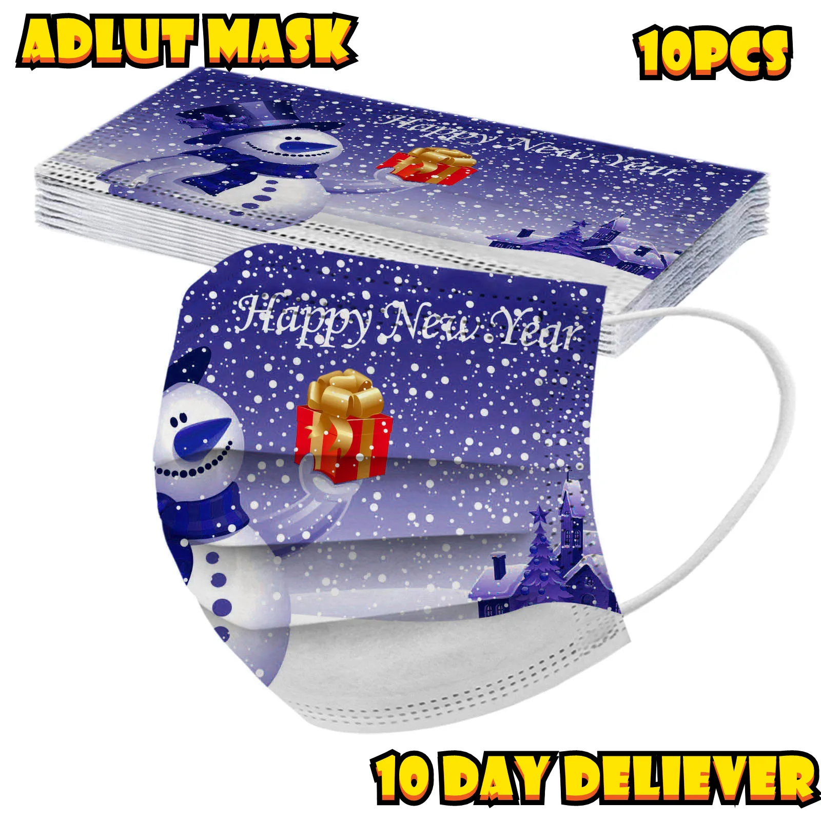 10 штук масок для взрослых мужчин и женщин с откидным ушным креплением, одноразовые, 3 слоя, головная повязка, тканевые маски, маски для лица.