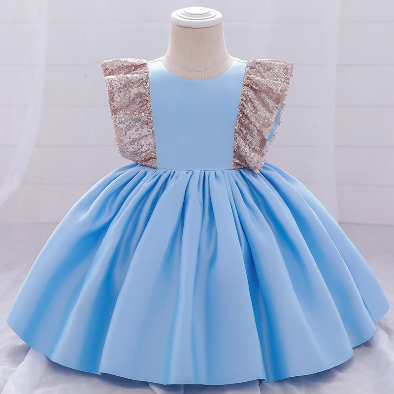 

Christening Costume 1st Birthday Dress For Baby Girl Clothes Big Bow Princess Baptism Dresses Sequin First Ceremony Party Dress