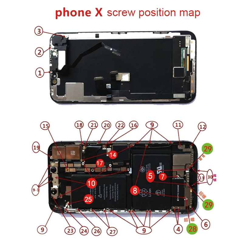 Полный комплект винтов для iPhone 6/6P/6S/6SP/7/7P/8/8P/X/XR/XS Max полный запасных болтов