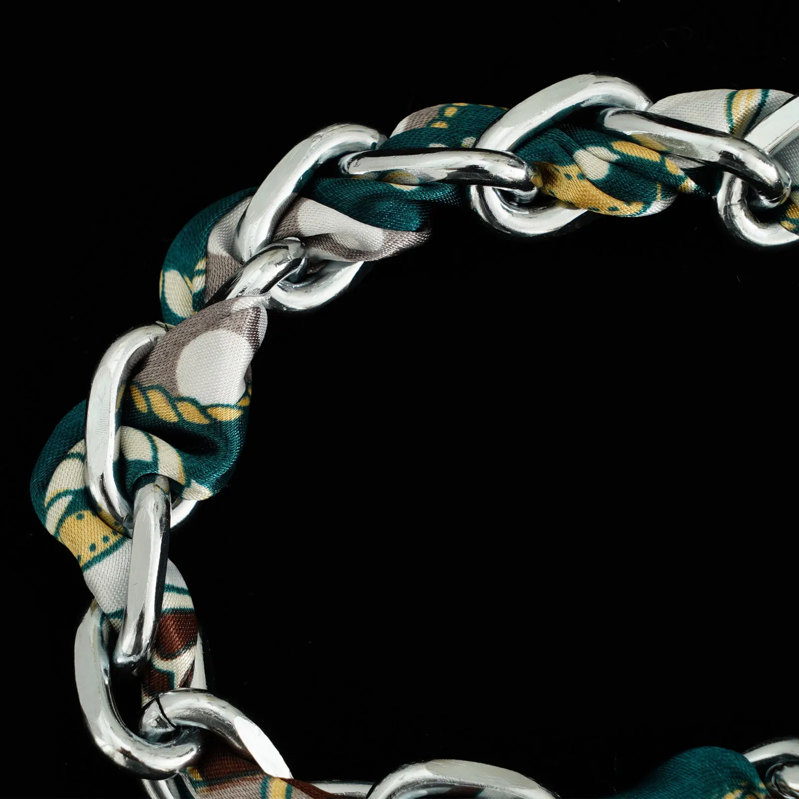

Silk Scarf Ribbon Handbag Chain Ribbon Handbag Strap Fashion Scarf Metal Chain Handle Bag Decor Shoulder Purse Accessories Chain