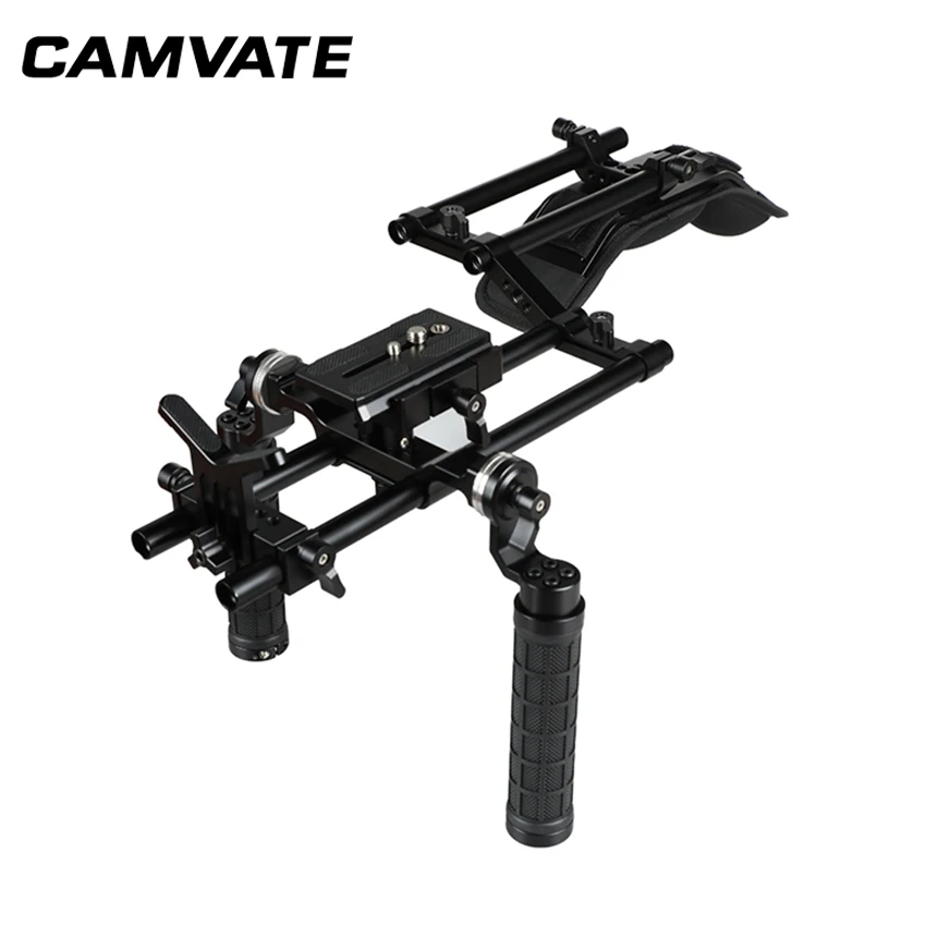 CAMVATE Handheld Shoulder Mount Rig With Manfrotto QR Plate& Rubber Handgrip For HDSLR Camera / DV Camcorder C2247