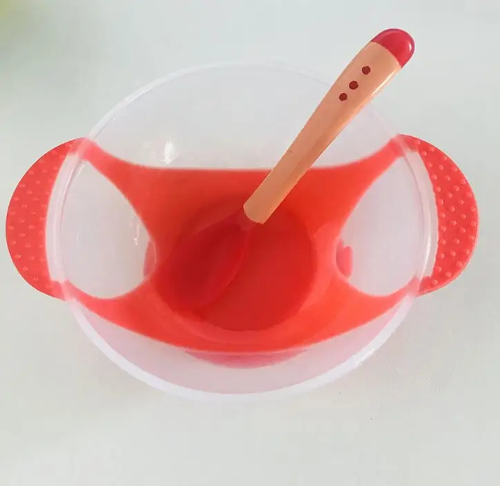 Red Нескользящая миска для кормления детей, детская миска на присоске, Детская пищевая добавка, супер присоска, аксессуары для детей - Цвет: Red