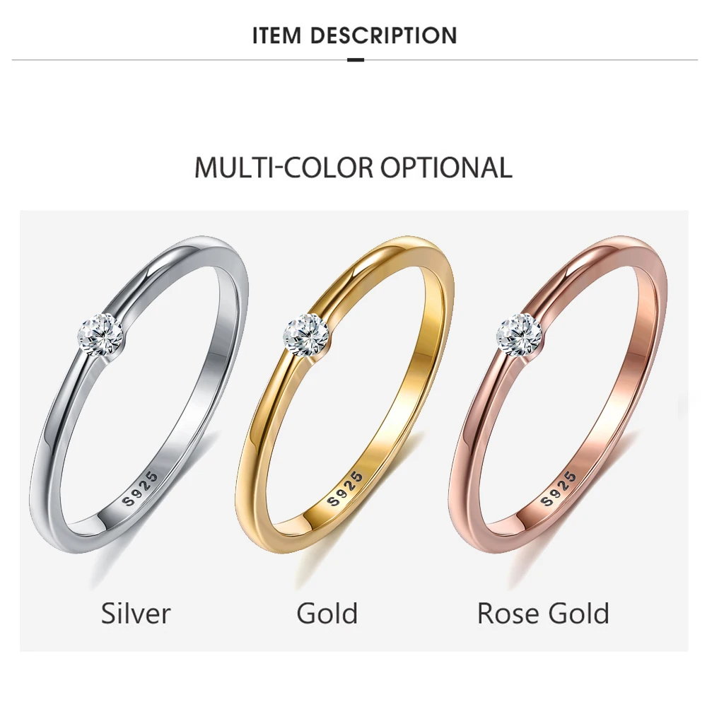 

CFK 100% 925 Sterling Silver Rings for Women Zircon Round Geometric Finger Rings Classic Clear CZ Wedding Jewelry For Women