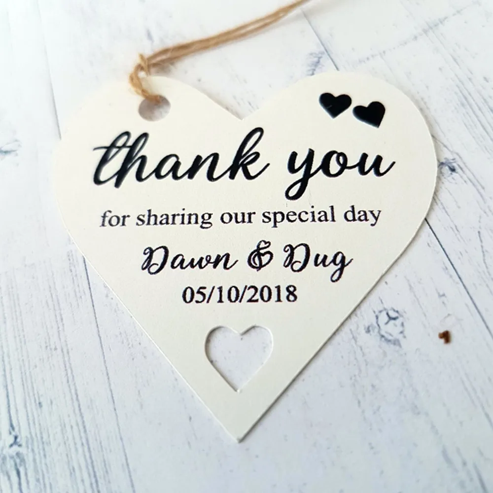 customized Wedding Heart Shaped gift Tags Personalised Thank You For Sharing Our Special Day bachelor Bridal Baby Shower lables | Дом и сад