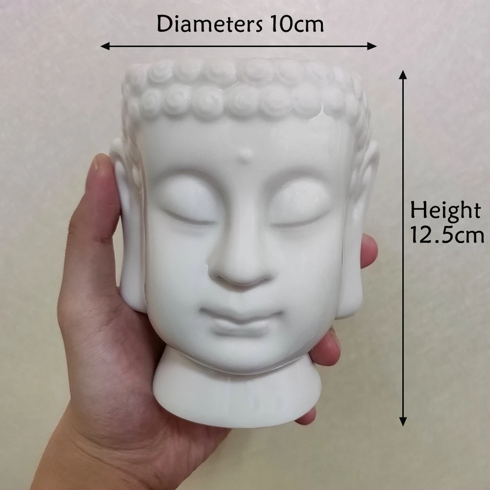 Buddha Head Planter ornament White Zen Ceramic Flower Pot For Succulents Plants Buddha Face Statue Fengshui Home Decoration