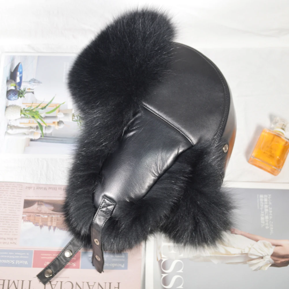 Мужская Уличная ветрозащитная зимняя шапка-бомбер из натурального Лисьего меха