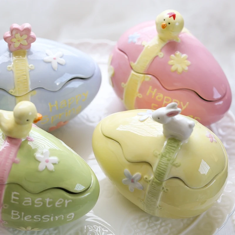 Креативная банка для хранения пасхальных яиц кроликов мелочи ручная роспись