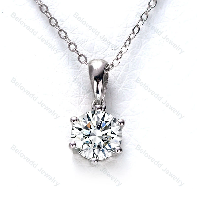 

925 Sterling Silver D VVS1EX Pendant Round Cut 6.5mm Professional Moissanite Jewelry Factory Supplier