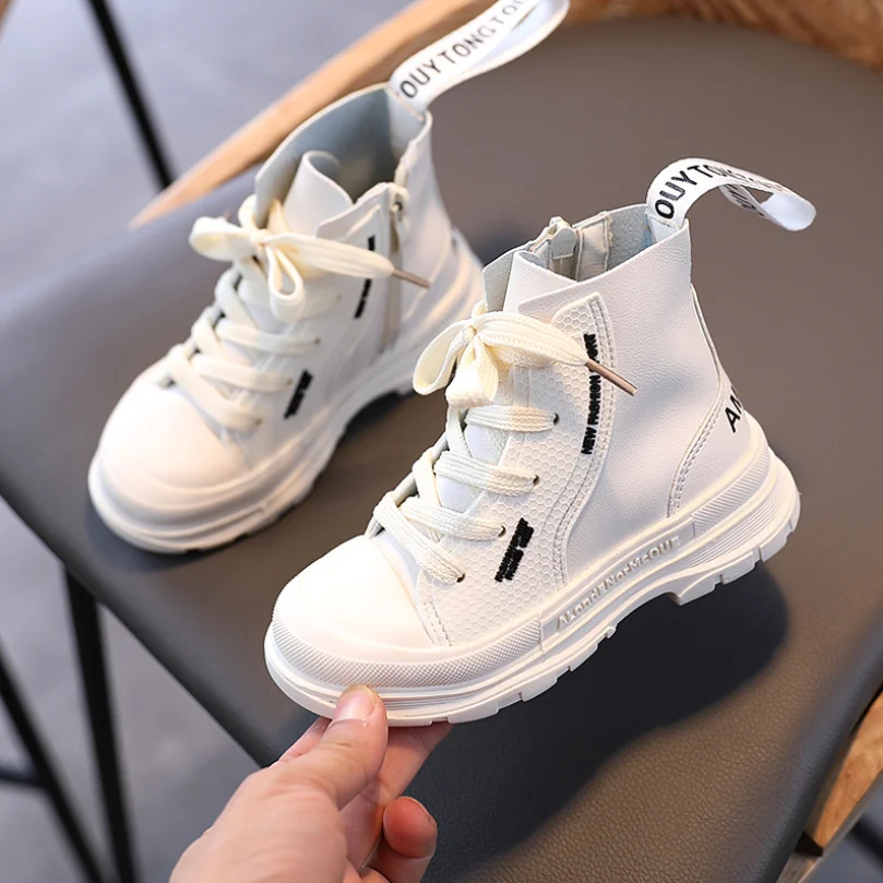 Осенне зимние теплые детские ботинки для девочек модная детская обувь из