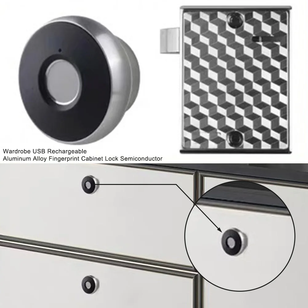 

Furniture USB Rechargeable Security Semiconductor Biometric Smart Keyless Aluminum Alloy Home Office Fingerprint Cabinet Lock