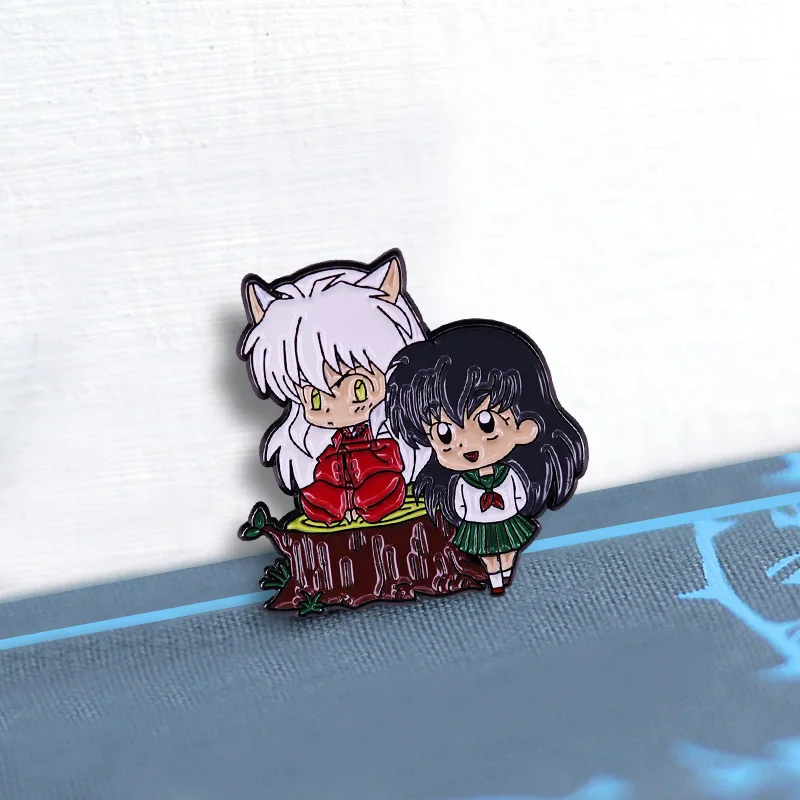 Эмалированная заколка Inuyasha с тематикой милый поцелуй кирара Бабочка Брошь Inu Kagome