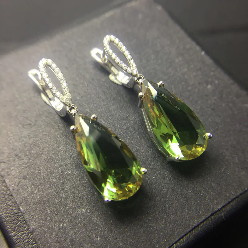 Женские серьги подвески с зултанитом CSJ Изящные Ювелирные украшения из