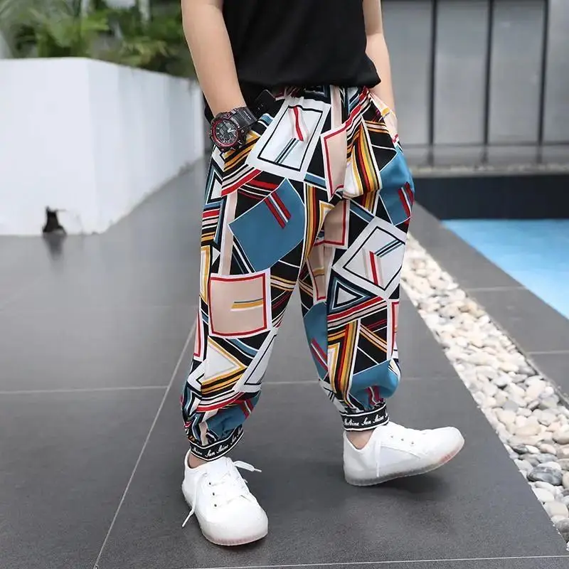Брюки Детские демисезонные с принтом повседневные спортивные штаны в стиле хип