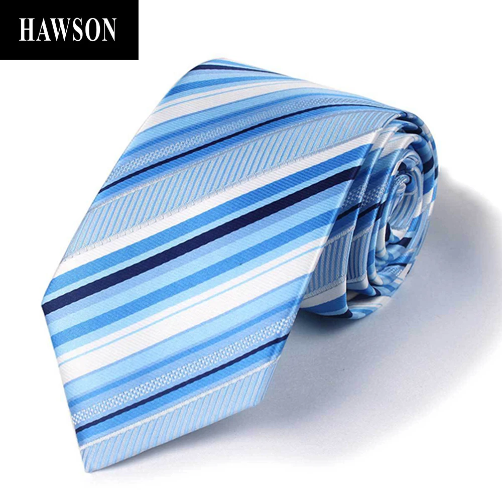 

HAWSON Formal Tie for Men, Blue Striped Necktie for Business Wedding, Men's Fashion, Mens Accessory, Gift to Dad