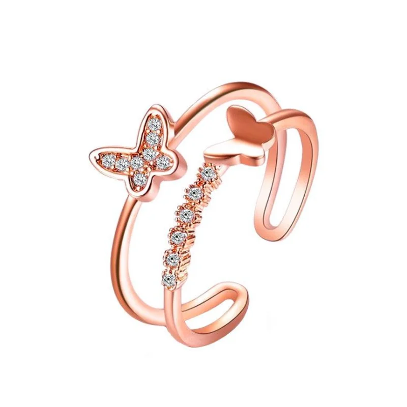 Элегантное классическое Открытое кольцо в форме бабочки для женщин, вечерние ювелирные изделия на годовщину свадьбы