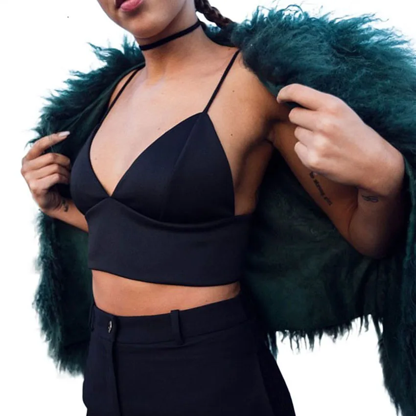 TDFunlive 2021 New Arrival Sexy Sports Bra Top Bikini Special Solid Color Swimsuit Women Swimwear Vest Style Polyester Black | Женская