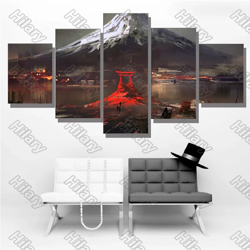 

Poster Mount-Fuji-Japan Landscape Canvas Painting 5Pcs Wall Art Customizable Decoration for Living Room and Bedroom Frameless