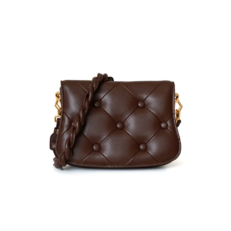 Новинка 2020 роскошная сумка - седло из натуральной кожи на кнопках с плетеными