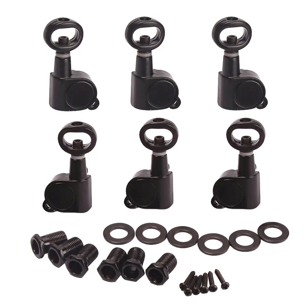 3R3L Black 6/8 шт. 6R/8R строка правой и левой гитарные Колки замок тюнеры ключи для акустической Гитары Запчасти и аксессуары - Цвет: 3R3L Black