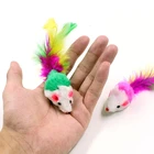 Мышь плюшевая с разноцветными перьями, 15 шт.