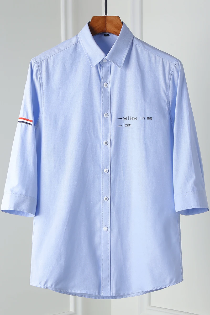 

Men's Summer Three Quarter Sleeve Shirt 2020 New Mens Social Chemise Homme Solid Color Business Shirts